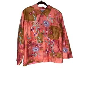 Indigo Moon pink tie dye floral embroidered boho jacket & matching tshirt